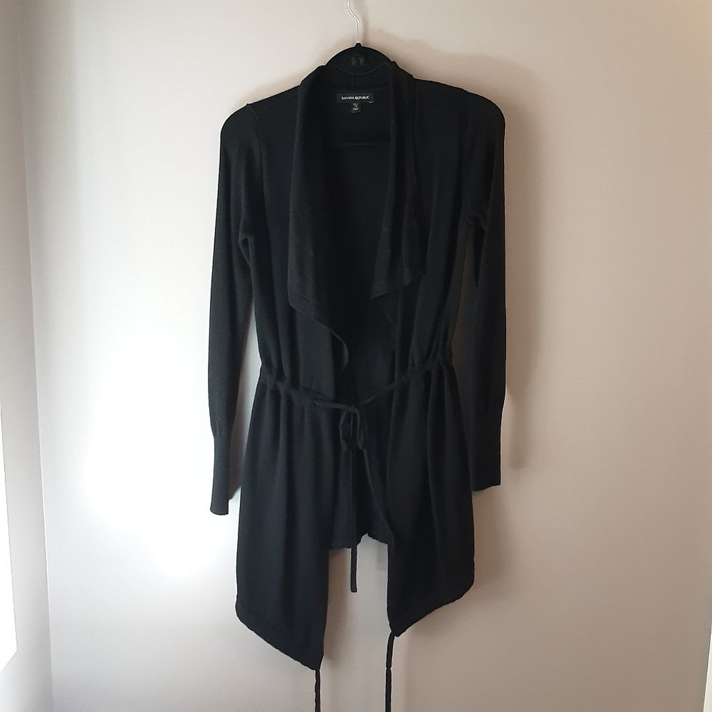 Banana Republic Black Long Tie Waist Cardigan Size X-Small